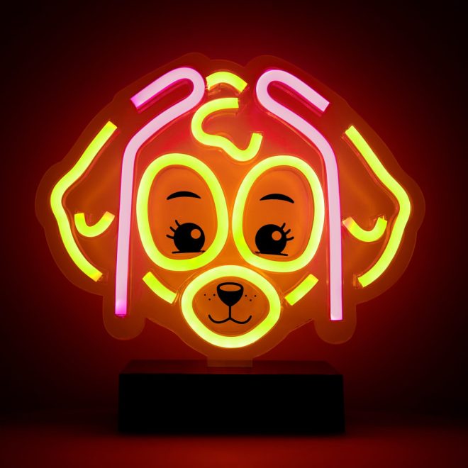 Mancs Őrjárat Skye LED neon asztali lámpa, éjjeli lámpa állványon, USB csatlakozóval