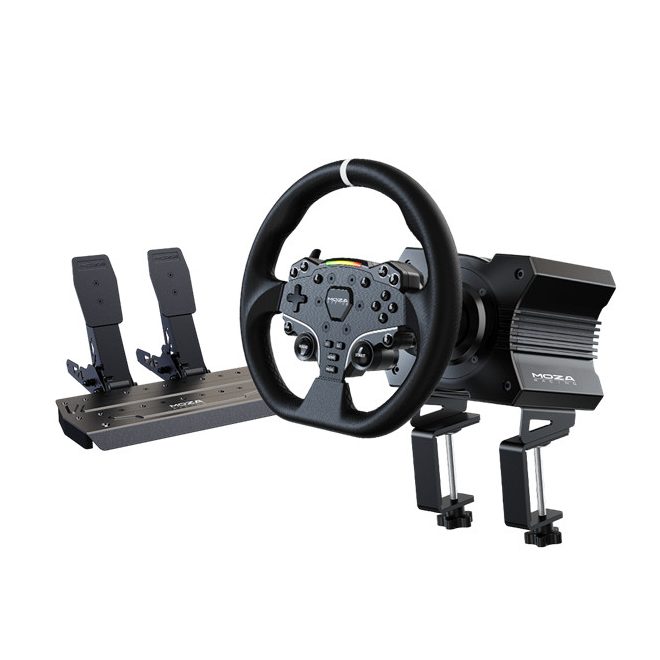 Moza Racing kormány csomag - R5 PC Szimulátor szett | Direct Drive | R5 bázis | ES kormány | SR-P Lite pedál | bilincs (RS20)