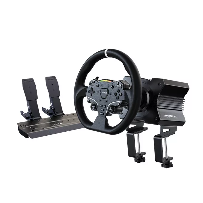 Moza Racing kormány csomag - R5 PC Szimulátor szett | Direct Drive | R5 bázis | ES kormány | SR-P Lite pedál | bilincs (RS20)