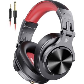   OneOdio DJ fejhallgató Fusion A71 Piros - vezetékes Hi-Res Audio hangzás, 3,5mm és 6,35mm jack csatlakozó, kényelmes memóriahabos fülpárnák, profi stúdió és zenehallgatás