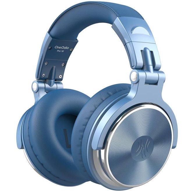 OneOdio DJ fejhallgató Pro 10 Deep Blue - vezetékes Hi-Res Audio hangzás, 3,5mm és 6,35mm jack csatlakozó, erőteljes basszus, kényelmes fülpárnák stúdióhoz és DJ használatra