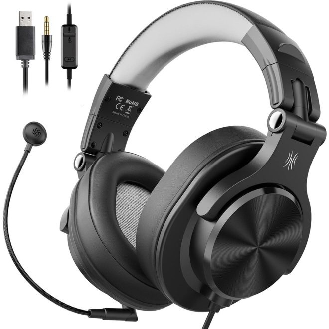OneOdio DJ fejhallgató Fusion A71D Black/Gray - vezetékes Hi-Res Audio hangzás, 3,5mm és 6,35mm jack csatlakozó, memóriahabos fülpárnák, kényelmes viselet DJ-knek és stúdióhasználathoz