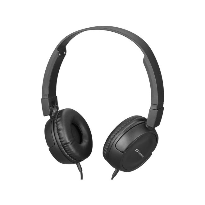 Sandberg Headphone Travel - kompakt és könnyű fejhallgató 3,5mm jack csatlakozóval, kényelmes viselet utazáshoz, tiszta hangzás zenehallgatáshoz és mindennapi használatra