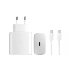   Samsung 45W Gyári Gyorstöltő USB-C Fehér (EP-TA845EWE) + 1,8m USB-C gyári töltő kábel (EP-DW767JWE)