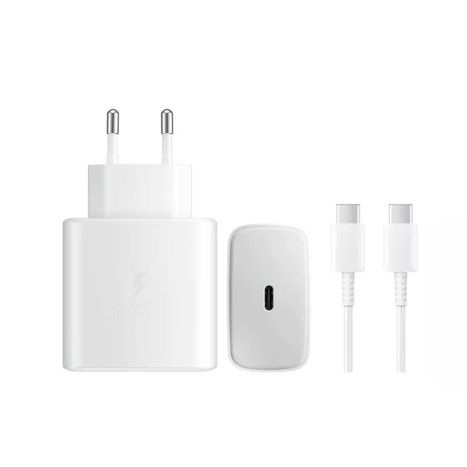 Samsung 45W Gyári Gyorstöltő USB-C Fehér (EP-TA845EWE) + 1,8m USB-C gyári töltő kábel (EP-DW767JWE)