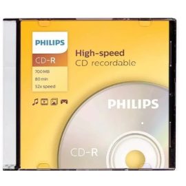   Philips CD-R lemez 700MB, 80 perc,  52x sebesség, Slim tokban