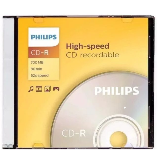 Philips CD-R lemez 700MB, 80 perc,  52x sebesség, Slim tokban