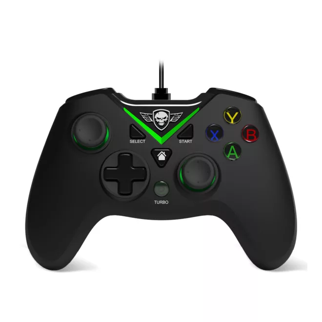 Spirit of Gamer Gamepad - PGX WIRED Green (USB, 1,8m kábel, Vibration, PC kompatibilis, fekete-zöld)