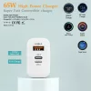 Univerzális 65W-os Telefon és tablet gyorstöltő, 1x USB, 1x USB-C, 1x Lightning, fehér (PD QC 3.0)