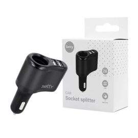   Autós 2xUSB töltő adapter 10W + szivargyújtó aljzat (Setty RGS-01) - praktikus és kompakt megoldás telefonok, navigációs eszközök és más készülékek gyors töltésére útközben