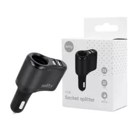   Autós Szivargyújtó elosztó aljzat + 2 x USB 10W töltő (Setty RGS-01) - praktikus és kompakt megoldás telefonok, navigációs eszközök és más készülékek gyors töltésére útközben