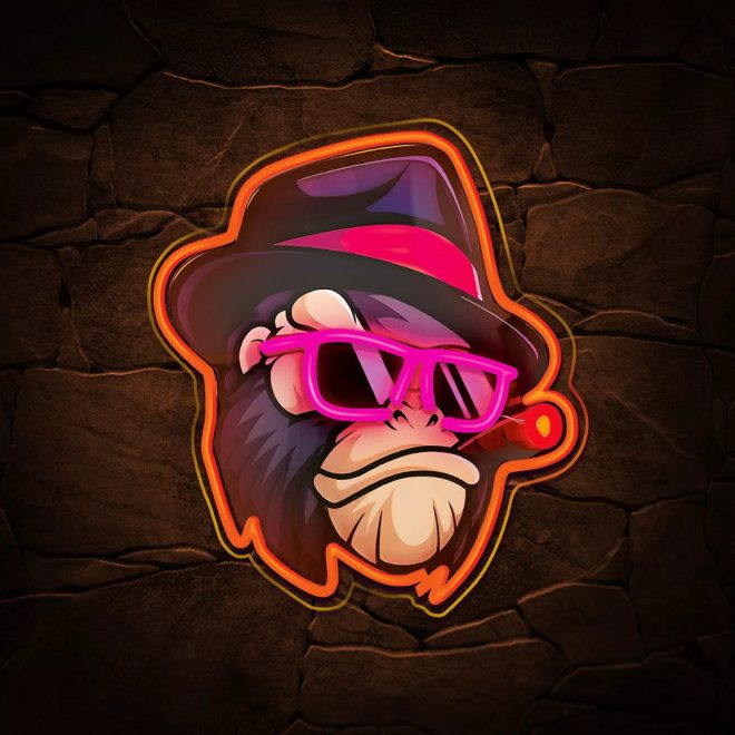 GANGSTA MONKEY LED neon lámpa, falra akasztható világítás, USB csatlakozóval (FLA03)