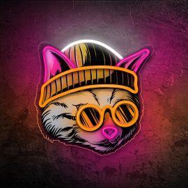   DREAMER CAT LED neon lámpa, falra akasztható világítás, USB csatlakozóval (FLA04)