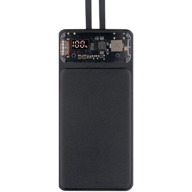 QUALO Power Bank Transparent 10000mAh vezeték nélküli töltő fekete USB-C / Lightning kompatibilis 