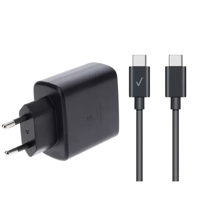 Samsung Galaxy-hoz 45W USB-C gyorstöltő (Fekete) + 1m USB-C to USB-C kábel – adapter és kábel