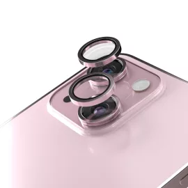   Apple iPhone 15 / 15 Plus-hoz kamera lencse védő üveg – 2 db pink színű készlet, karc- és ütésálló védelem, pontos illeszkedés a tiszta és éles fotók megőrzéséhez