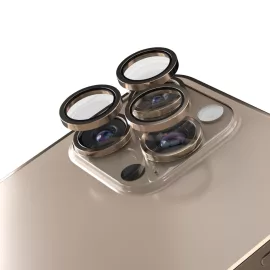   Apple iPhone 16 Pro / 16 Pro Max-hoz kamera lencse védő üveg – 3 db homok színű készlet, karc- és ütésálló védelem, pontos illeszkedés a tiszta és éles fotók megőrzéséhez