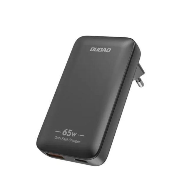 Dudao A65Q 65W GaN gyorstöltő – USB-C + USB-A, ultravékony, fekete