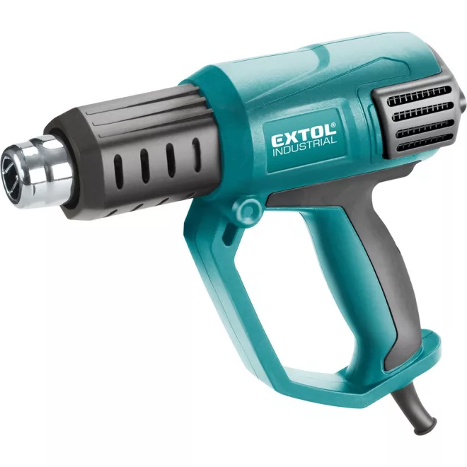 EXTOL® 2000W Kétfokozatú Hőlégfúvó Készlet – 50–650°C, 250/500 L/perc, Kofferrel és Tartozékokkal