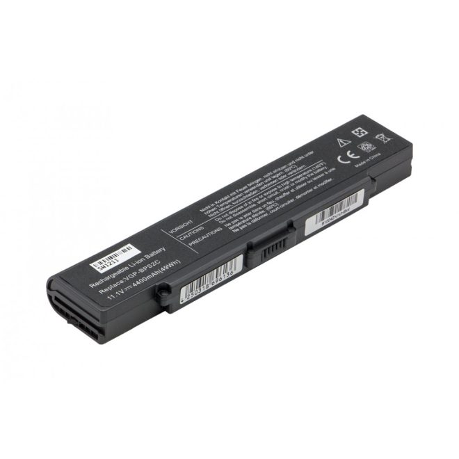 Sony Vaio VGN FS Laptop Akkumulátor, új, gyárival megegyező minőségű helyettesítő, 6 cellás (4400mAh)
