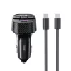 Szivargyújtós Autós FM Transmitter 30W USB-C és USB-A telefon gyors töltővel, MP3 lejátszás + USB-C / USB-C kábel (XO - BCC17)