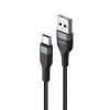 2m USB - MicroUSB cipőfűző mintás összekötő kábel, Fekete, 3A (Foneng - X51)