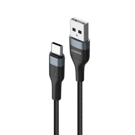   2m USB - MicroUSB cipőfűző mintás összekötő kábel, Fekete, 3A (Foneng - X51)