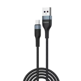   2m USB - MicroUSB cipőfűző mintás összekötő kábel, Fekete (Foneng - X51)