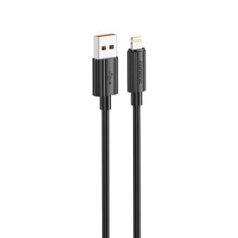   Apple iPhone-hoz, iPad-hez 1,2m Lightning to USB 2,4A töltő kábel, Fekete (Foneng - XS07)