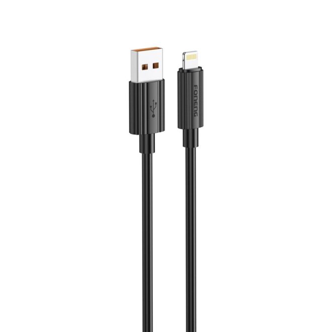 Apple iPhone-hoz, iPad-hez 1,2m Lightning to USB 2,4A töltő kábel, Fekete (Foneng - XS07)