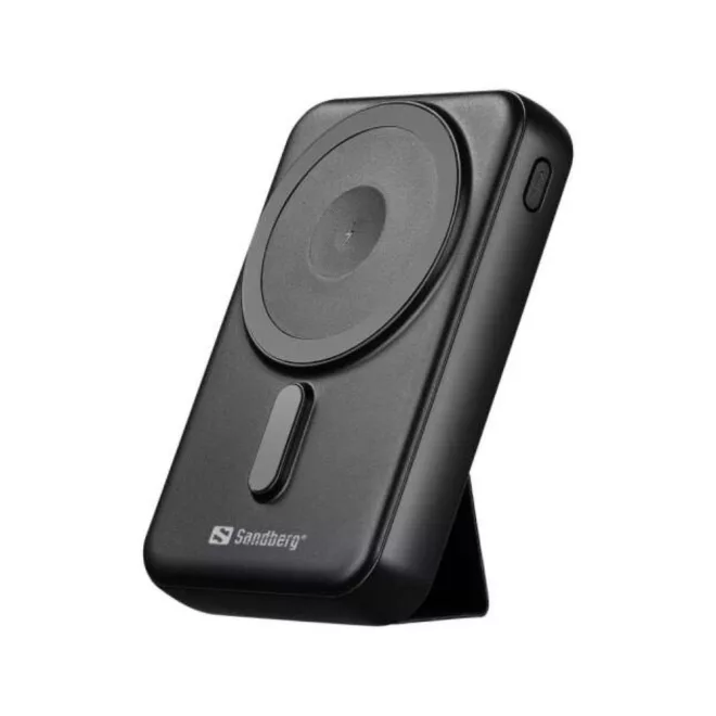 Sandberg 10.000 mAh MagSafe kompatibilis power bank állvánnyal, USB-C, QuickCharge 3.0, Qi kompatibilis, fekete (420-94)