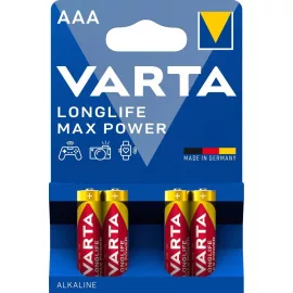   4db Varta Longlife Max Power AAA mikro vékony ceruza elem távirányítóhoz (LR03)