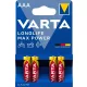 4db Varta Longlife Max Power AAA mikro vékony ceruza elem távirányítóhoz (LR03)