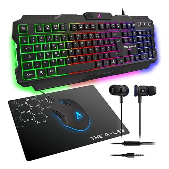 The G-Lab Helium Gaming Kit, magyar USB billentyűzet, egér, egérpad, fülhallgató csomag