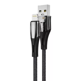   Apple iPhone-hoz, iPad-hez 1m Lightning - USB töltőkábel, adatkábel, strapabíró cipőfűző mintás, fekete (Jellico - B18)