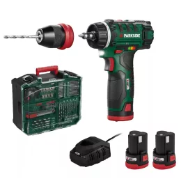   PARKSIDE® Akkus Fúrógép és Csavarbehajtó Cserélhető Tokmánnyal + 2db 12V 2Ah-ás akkuval és 1db 2,4A-es töltővel (PBSA 12 E4)