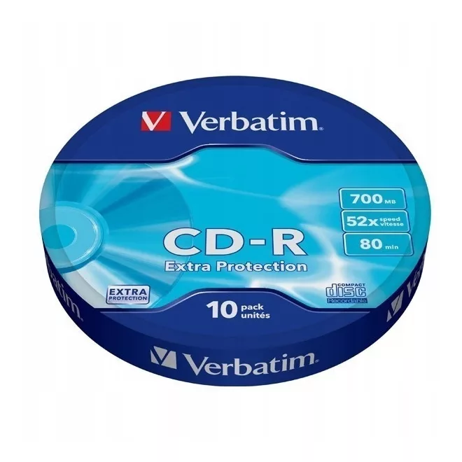 Verbatim DataLife 10db-os, CD-R írható lemez, 700MB, 80 perc, 52x sebesség, zsugor csomagolásban