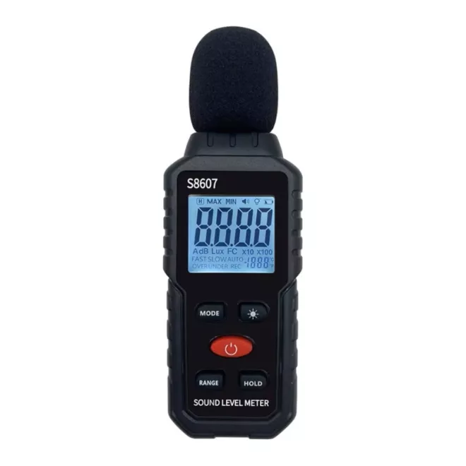 Digitális Hangerő, Hangnyomás, Zajszint, Környezeti-háztartási zaj decibel mérő, 30-130dB + 3db AAA elem (S8607)