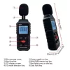 Digitális Hangerő, Hangnyomás, Zajszint, Környezeti-háztartási zaj decibel mérő, 30-130dB + 3db AAA elem (S8607)