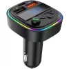 Szivargyújtós FM Transmitter Bluetooth 5.3, MP3 lejátszó 2xUSB 3.1 + USB-C autós töltő, telefon töltő, kihangosító, Rainbow LED (C17)
