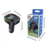 Szivargyújtós FM Transmitter Bluetooth 5.3, MP3 lejátszó 2xUSB 3.1 + USB-C autós töltő, telefon töltő, kihangosító, Rainbow LED (C17)