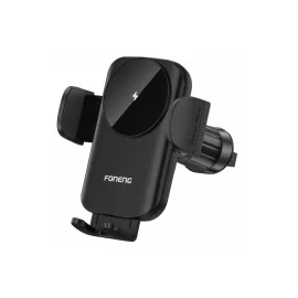   Univerzális Autós telefon tartó 15W-os vezeték nélküli gyors töltővel, szellőző rácsba rögzíthető, 360°-ban forgatható + USB – USB-C kábellel (FONENG – CP118)