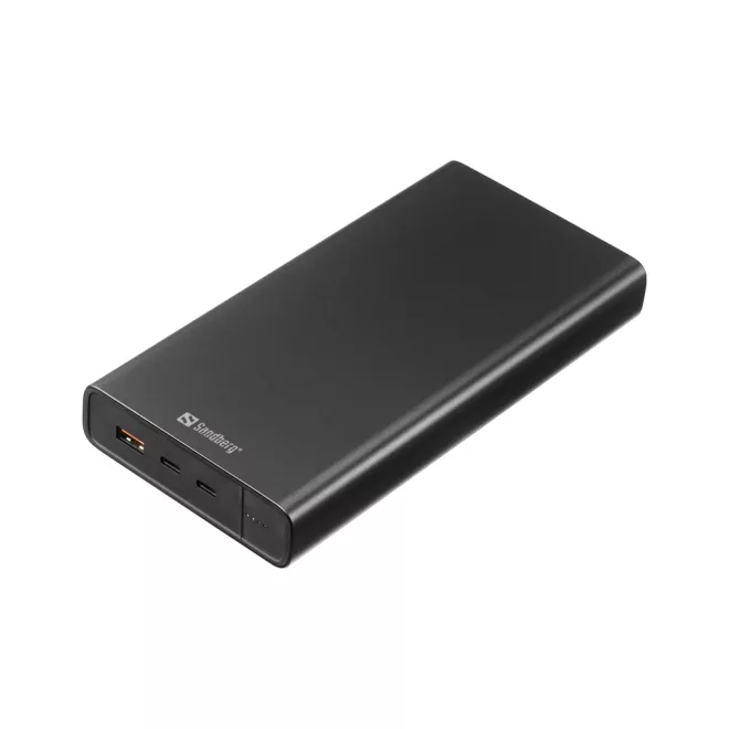 Sandberg 40.000 mAh power bank, laptop, tablet és telefon töltő, USB-C 127W PD, (100W + 27W), USB-A (22,5W), alumínium ház, (420-63)
