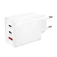 Univerzális 65W-os Telefon és tablet gyorstöltő, 2x USB-C, 1x USB, fehér