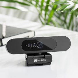   Sandberg FACE ID webkamera Monitorra, Laptopra Full HD felbontású, beépített mikrofonnal, 1,5m-es USB kábellel, támogatja az arcfelismerést Windows Hello programmal (134-40)