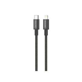   Apple iPhone-hoz USB-C to Lightning 30cm rövid adat és töltőkábel, fekete cipőfűző mintás, 0,3m - 30W (Jellico — B28)