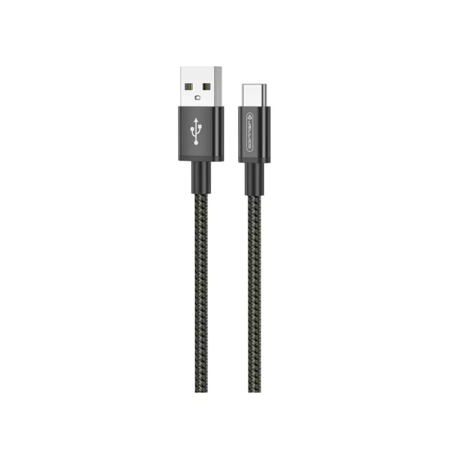 Univerzális USB-C to USB 30cm rövid adat és töltőkábel, telefonhoz, tablethez, power bankhoz, fekete cipőfűző mintás, 0,3m - 3,1A (Jellico — B28)