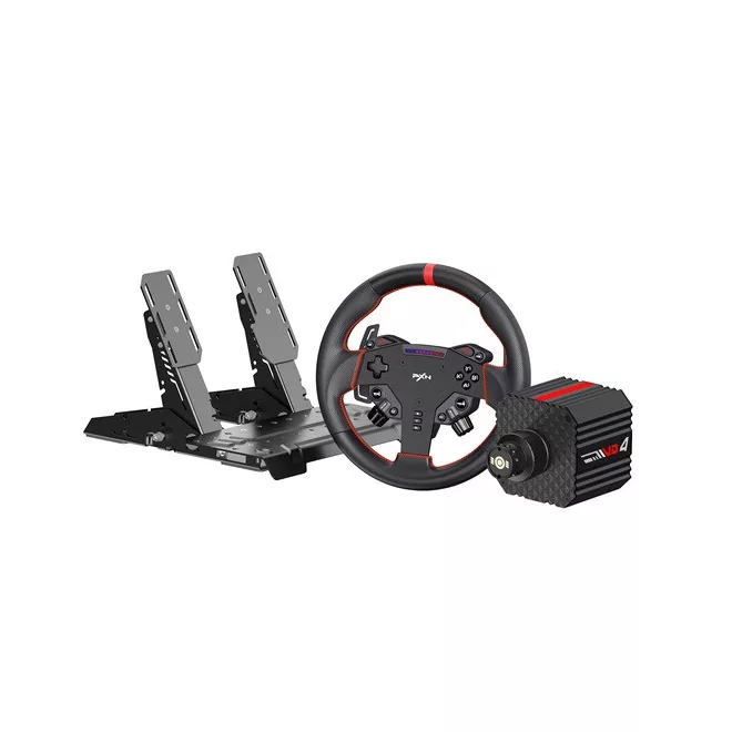 PXN csomag - VD4 PC Szimulátor szett (Direct Drive, VD4 bázis + WAS kormány + PD HM pedál + bilincs, fekete)