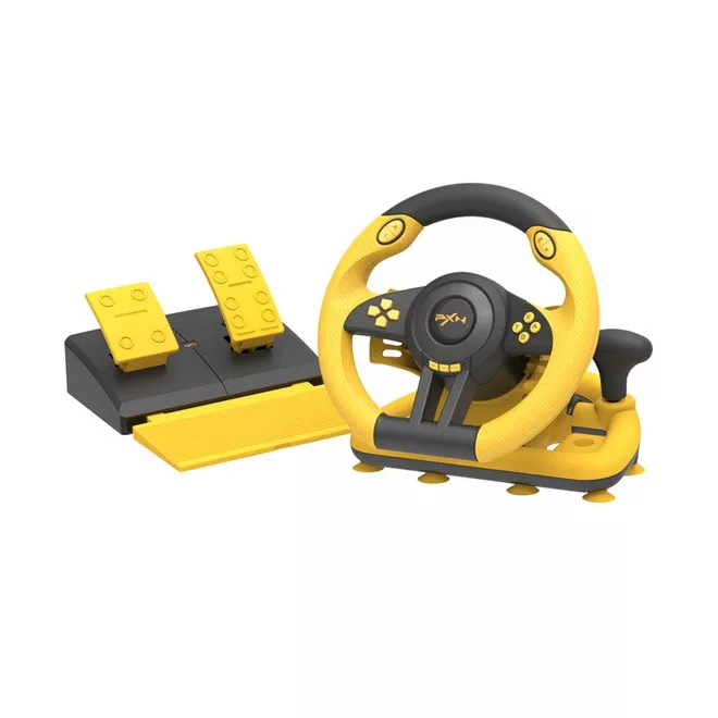 PXN csomag - V3 PRO (kormány+pedálok+váltó, PC/PS3/PS4/XBOX ONE/SERIES/Switch kompatibilis, sárga-fekete)