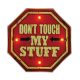 Dont Touch MY STUFF feliratos LED neon lámpa - falra akasztható dekor világítás retro fém tábla design-al, USB csatlakozóval, hangulatos és energiatakarékos kiegészítő otthonra vagy ajándékba